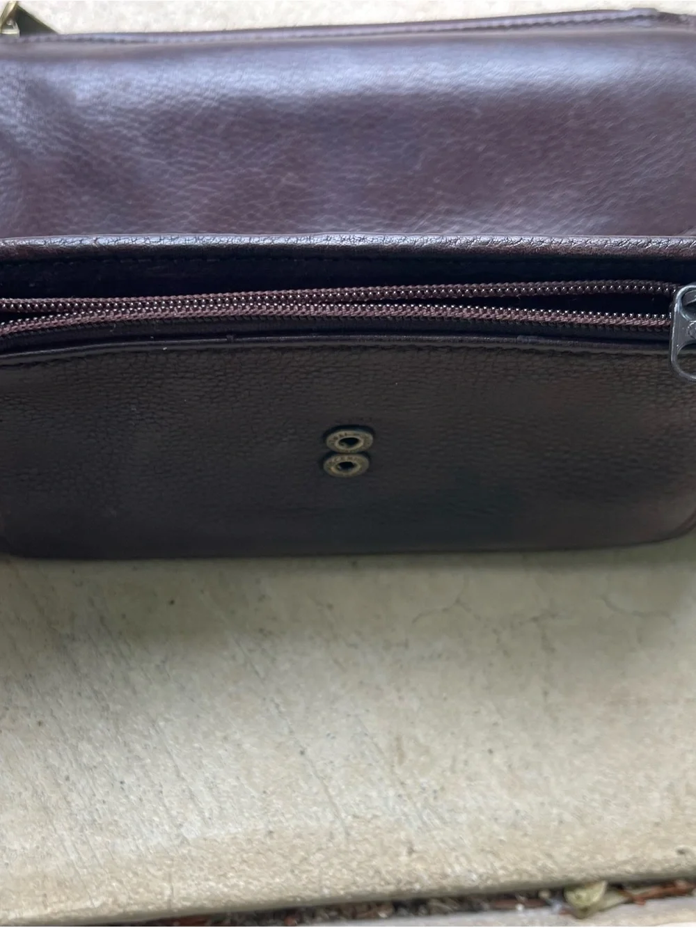 Fossil Brown Pebbled Leather  Envelope Zip Wallet